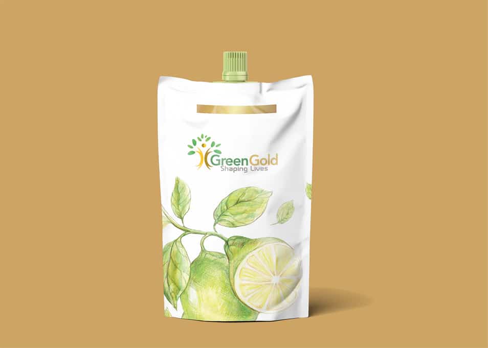 Green Oil Pouch Label Mockup