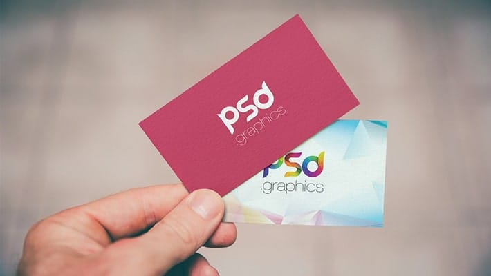 Holding Business Card in Hand Mockup