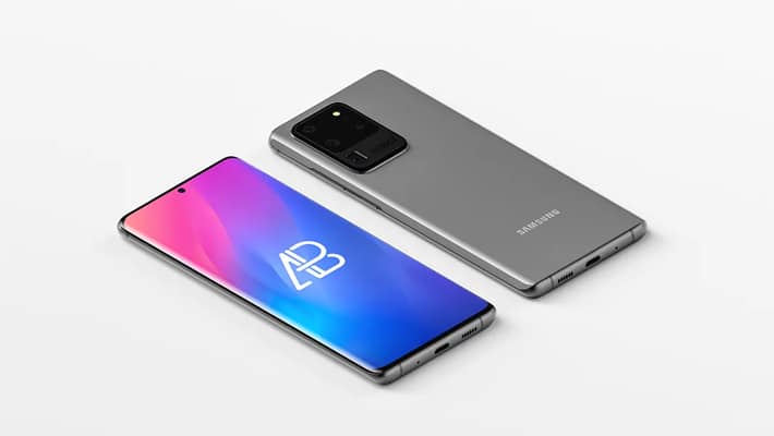 Isometric Samsung Galaxy S20 Ultra Mockup