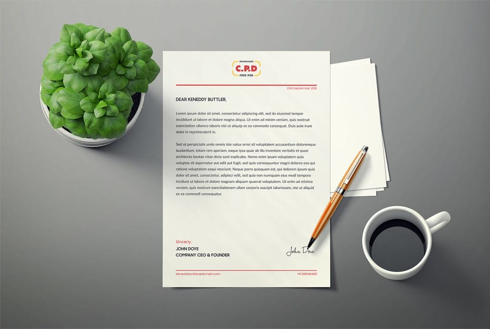 Letterhead Mockup Free PSD