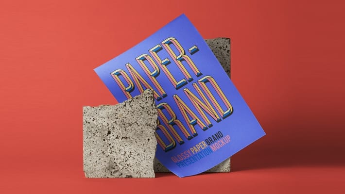 PSD Glossy Paper Brand Mockup