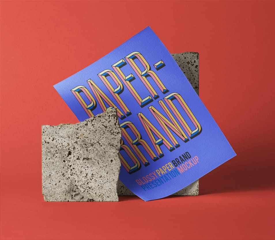PSD Glossy Paper Brand Mockup