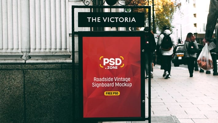 Roadside Vintage Signboard Mockup