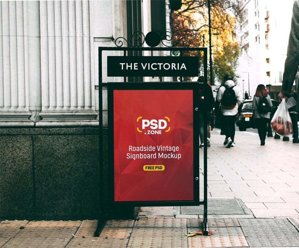 Roadside Vintage Signboard Mockup