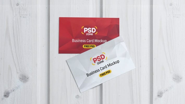 Top View Business Card Mockup PSD