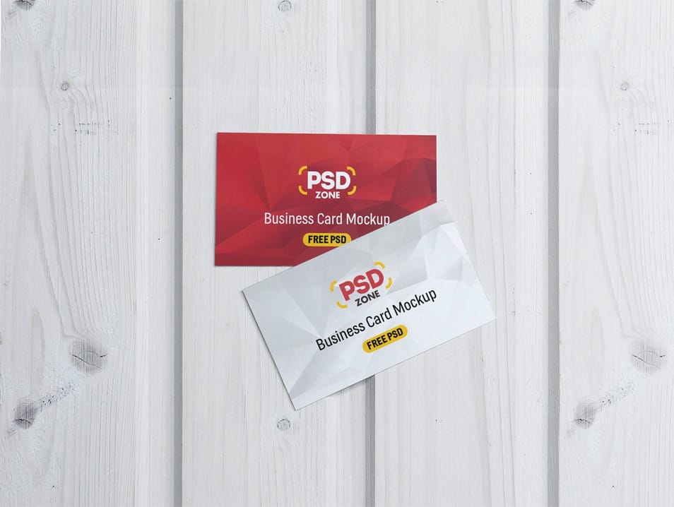 Top View Business Card Mockup PSD