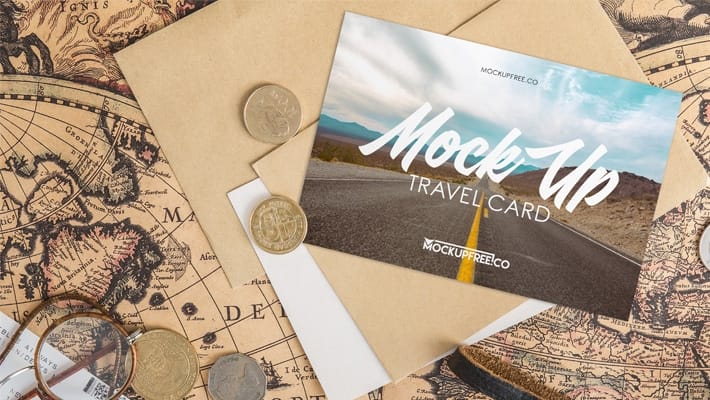 Travel Card Free PSD Mockup
