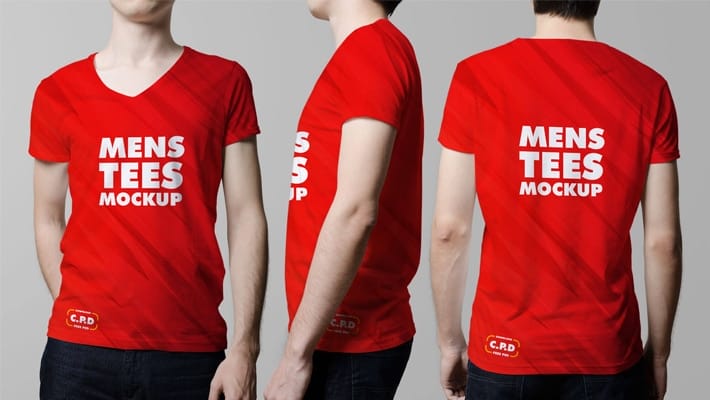 V-Neck Male T-Shirt Mockup Free PSD