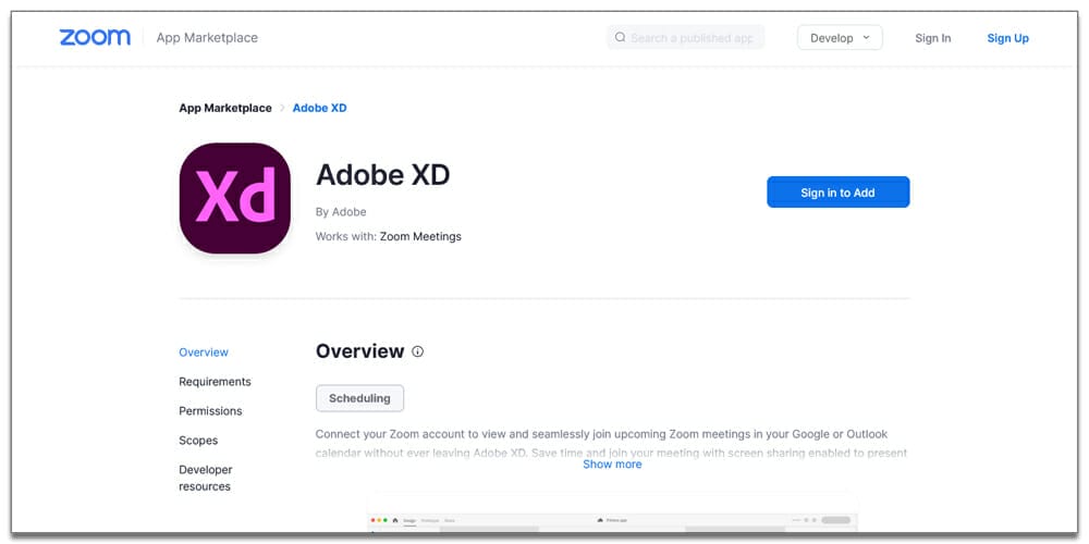 Zoom for Adobe XD