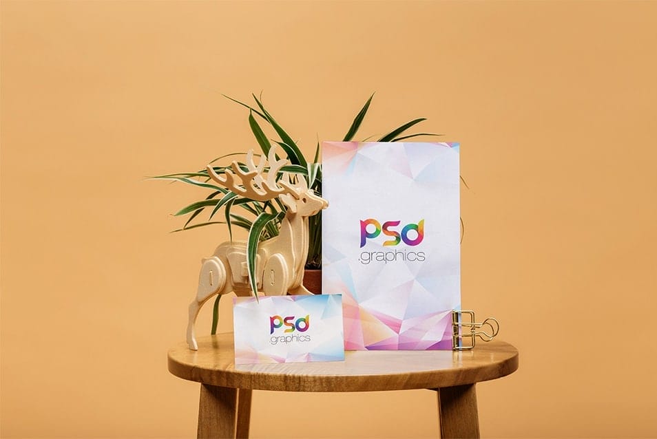 A4 Size Paper and Business Card Mockup