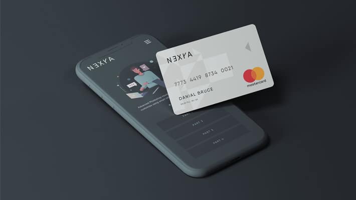 Cell Phone with Credit Card Mockup