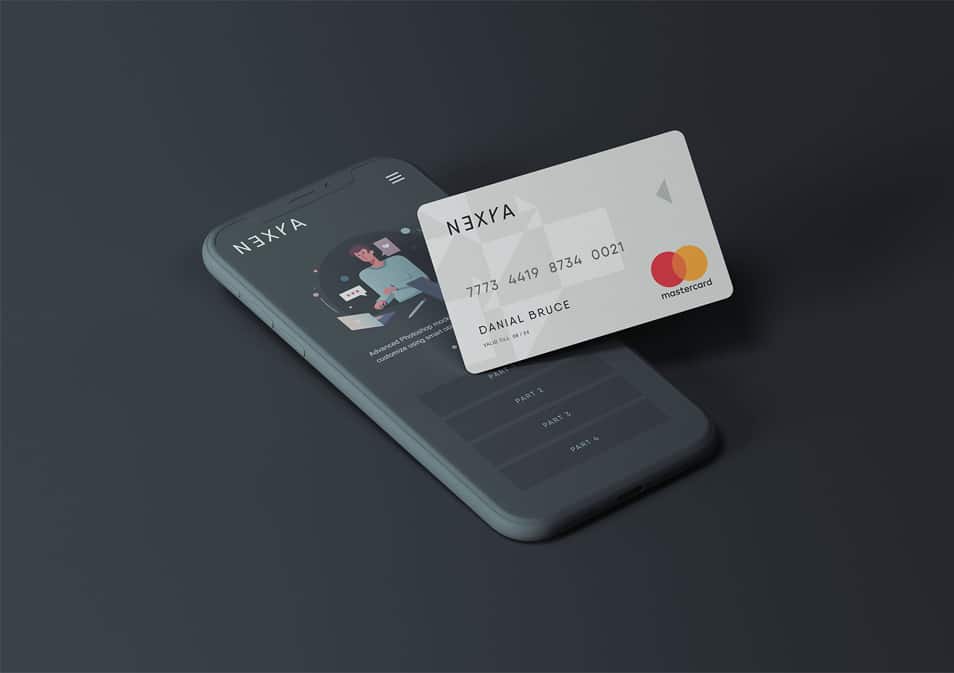 Cell Phone with Credit Card Mockup