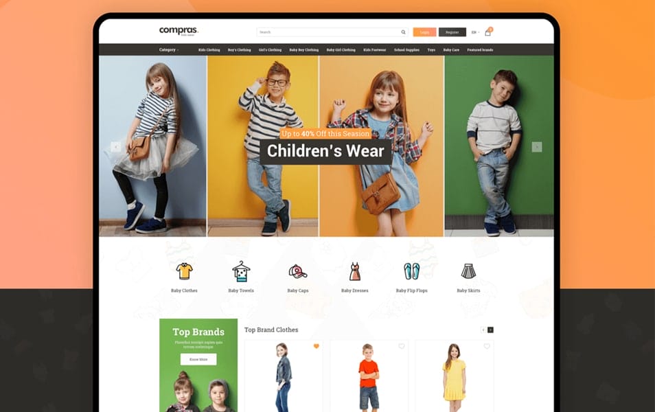 Compras Kids Clothing E-Commerce Web UI Kit
