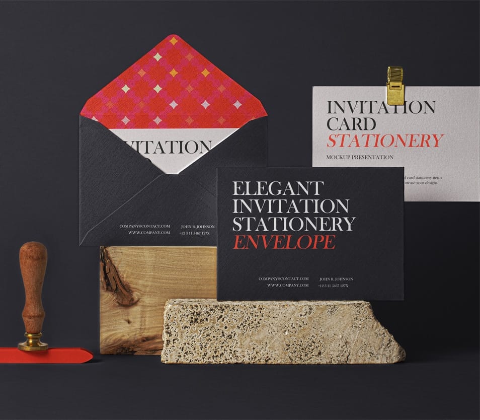 Elegant PSD Invitation Mockup Set