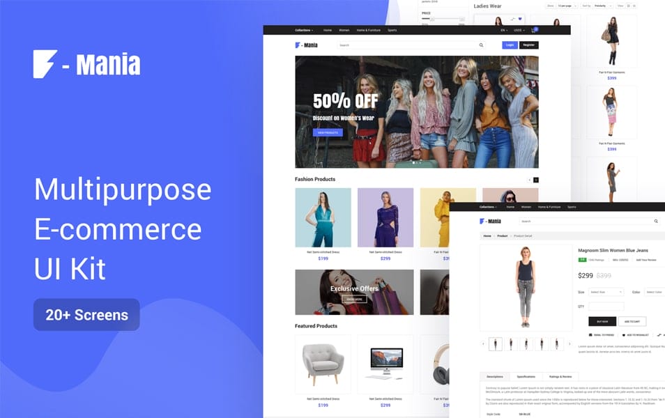F Mania Multipurpose E-Commerce UI Kit