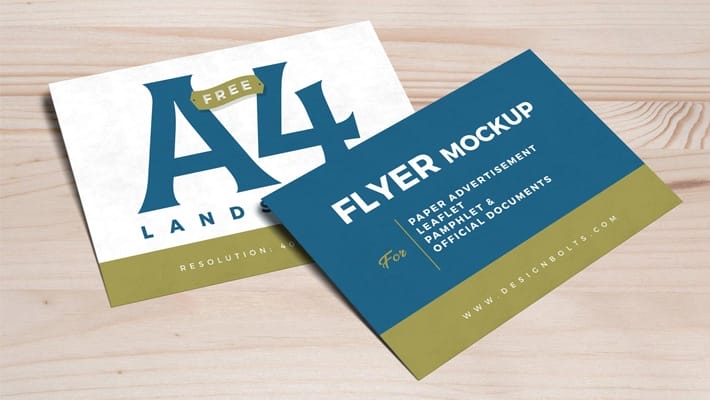 Free A4 Landscape Flyer Mockup PSD