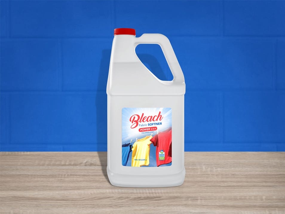 Free Bleach / Fabric Softener White Plastic Bottle Mockup PSD