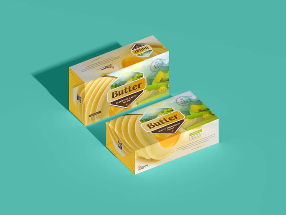 Free Brand Butter Block Packaging Mockup