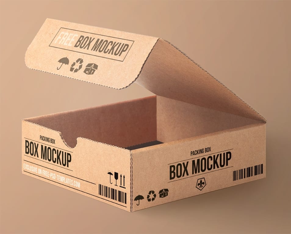 Free Carton PSD Packing Box Mockup