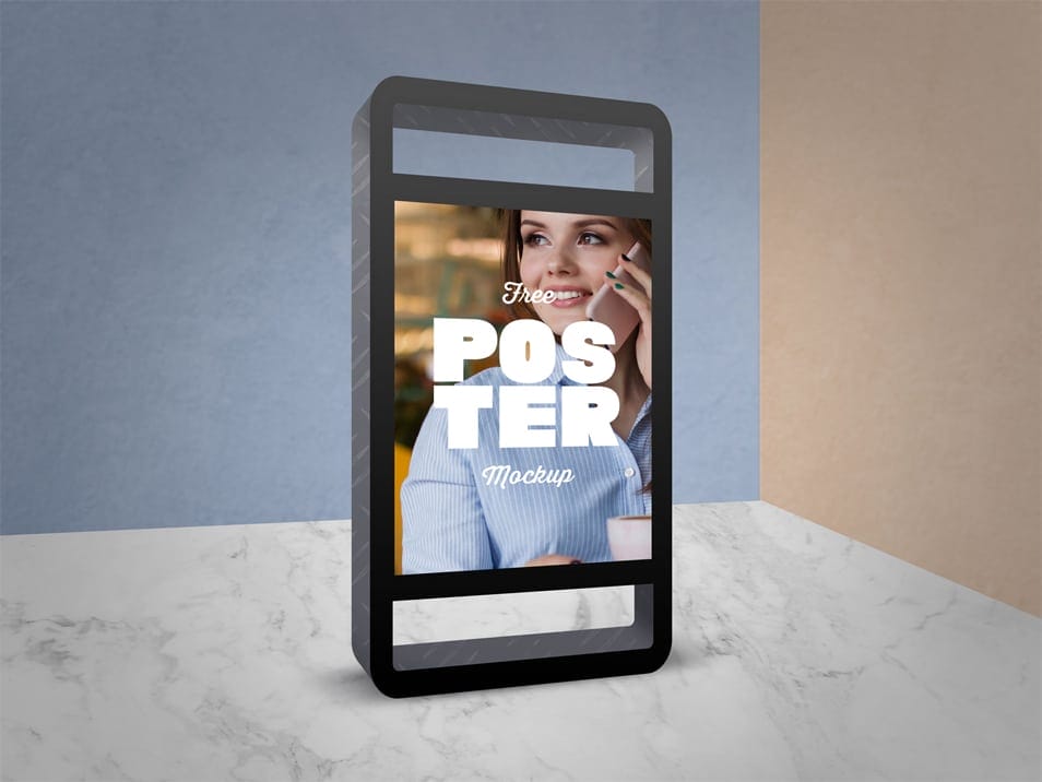 Free City Light Poster Mockup PSD