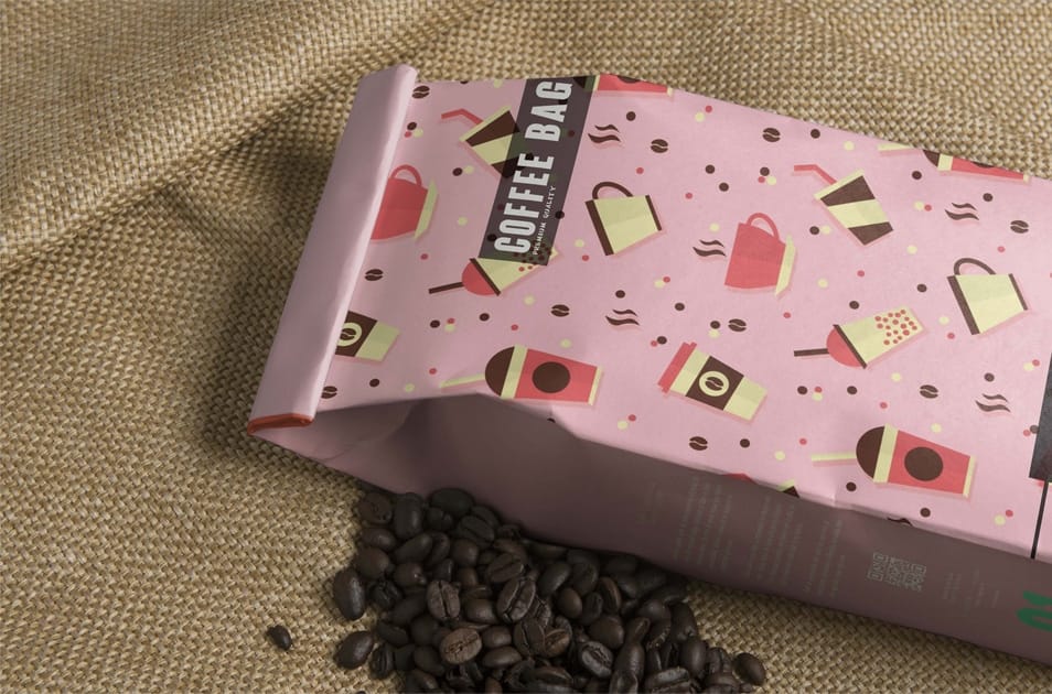 Free Coffee Bag Label Mockup