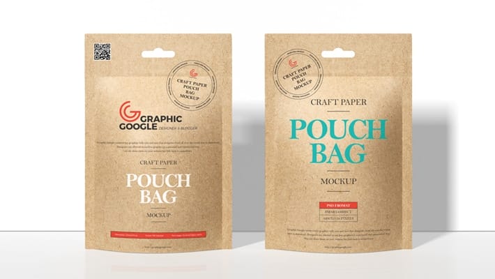 Free Craft Paper Pouch Bag Mockup