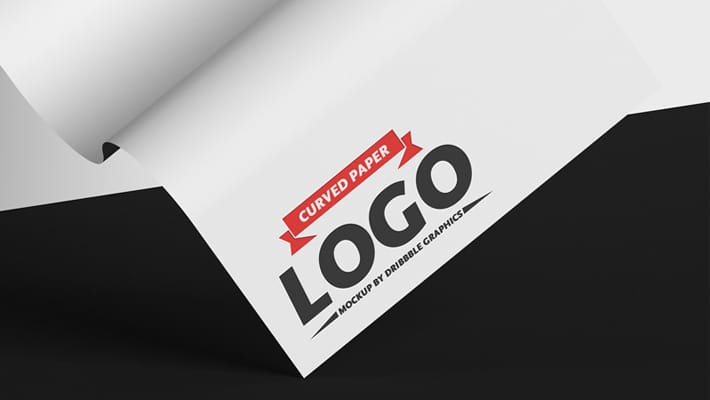 Free Curved Paper Logo Mockup