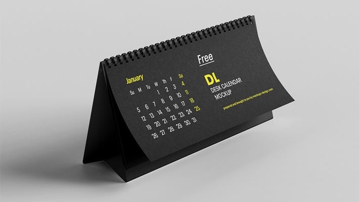 Free DL Desktop Calendar Mockup