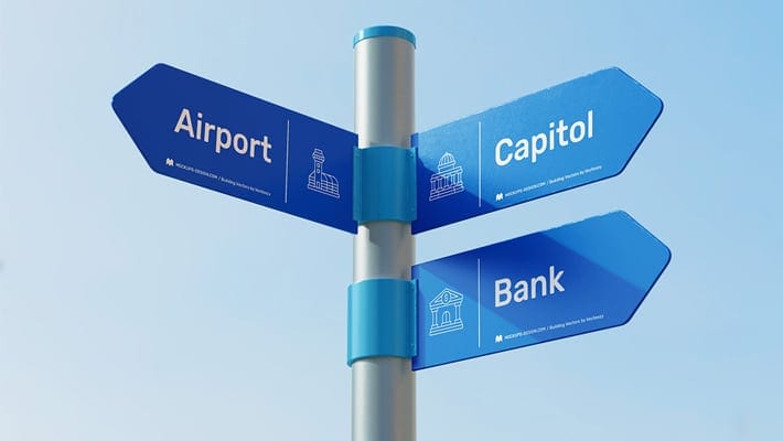 Free Direction Sign Mockup