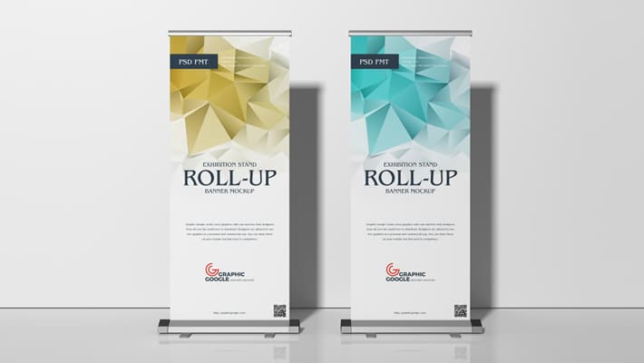 Free Exhibition Stand Roll-Up Banner Mockup