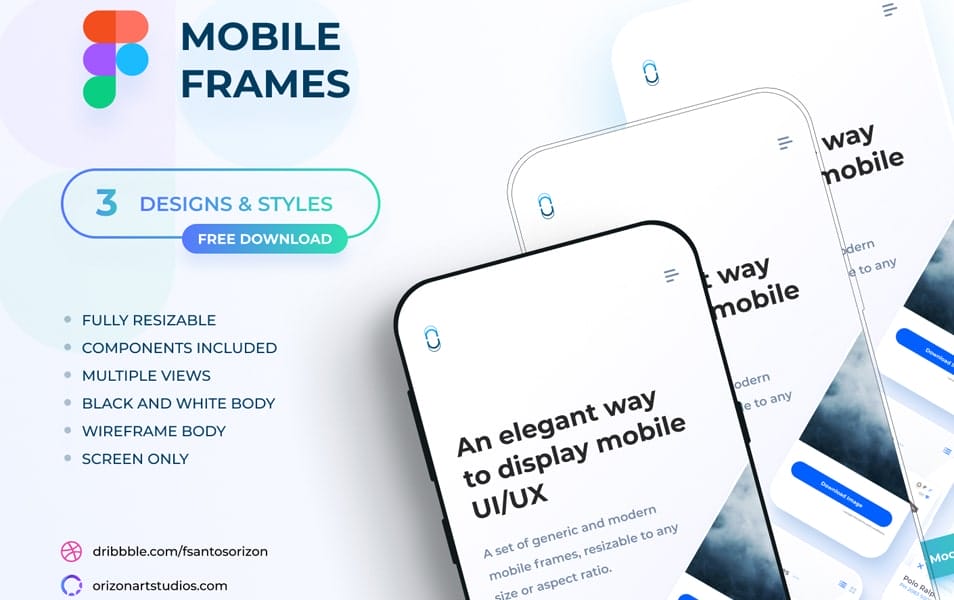 Free Flat Mobile Frames Mockup