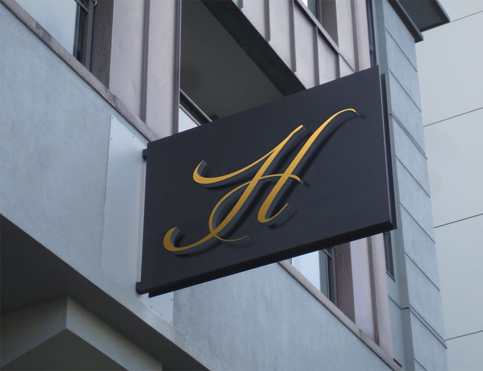 Free Hotel Wall Mounted Signage Mockup PSD