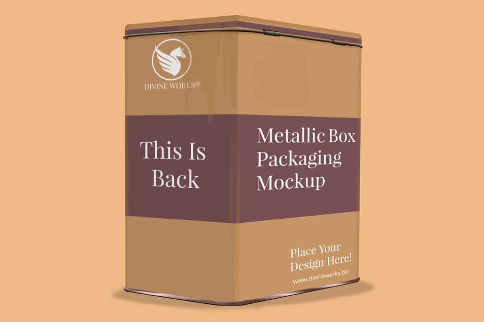 Free Metallic Box Packaging Mockup