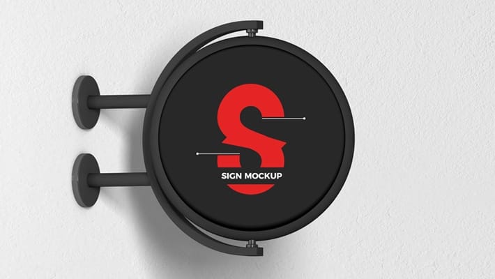 Free Modern Advertising Round Sign Mockup