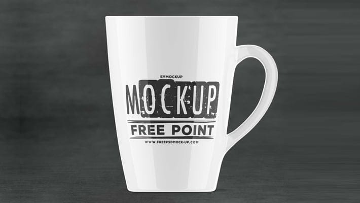 Free Mug Front View Wood Logo Mockup PSD