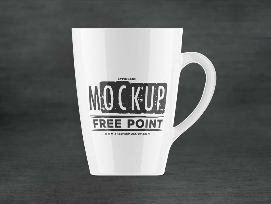 Free Mug Front View Wood Logo Mockup PSD 