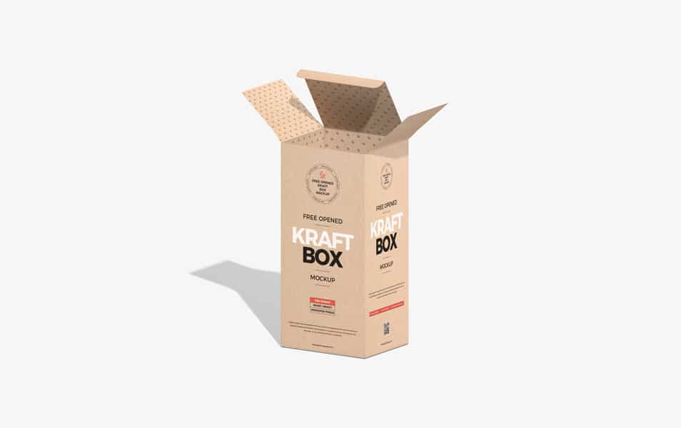 Free Opened Kraft Box Mockup