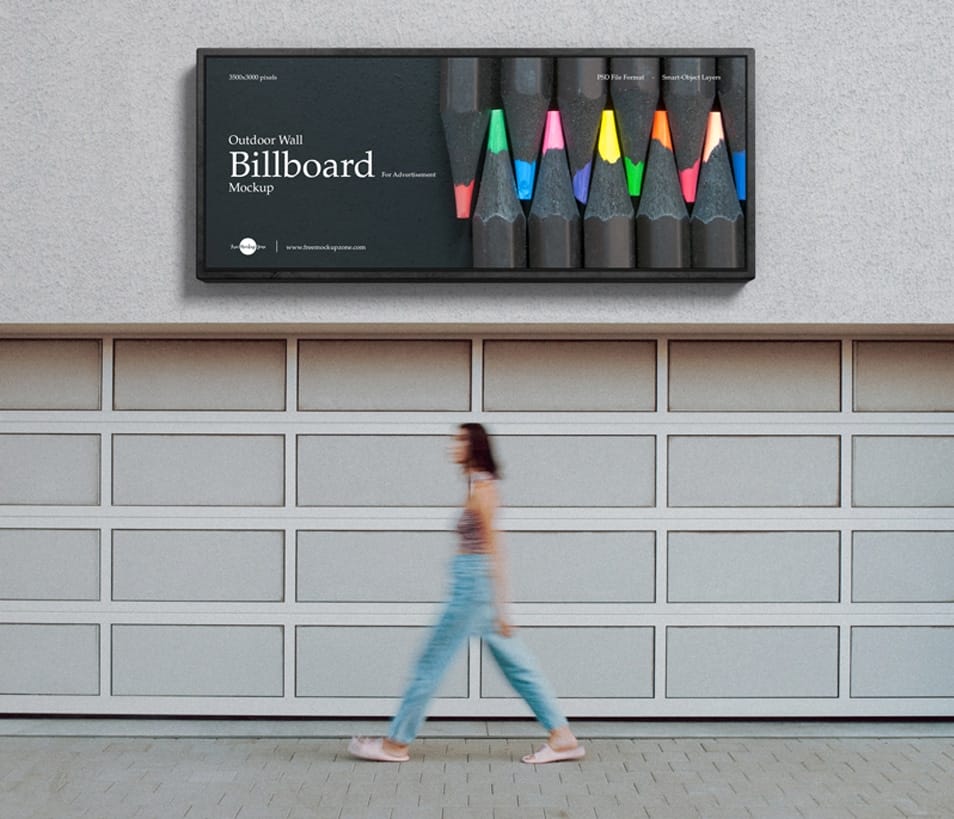 Free Outdoor Wall Billboard Mockup For Advertisement