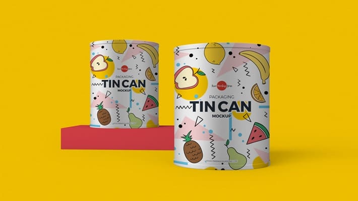 Free PSD Packaging Tin Can Mockup
