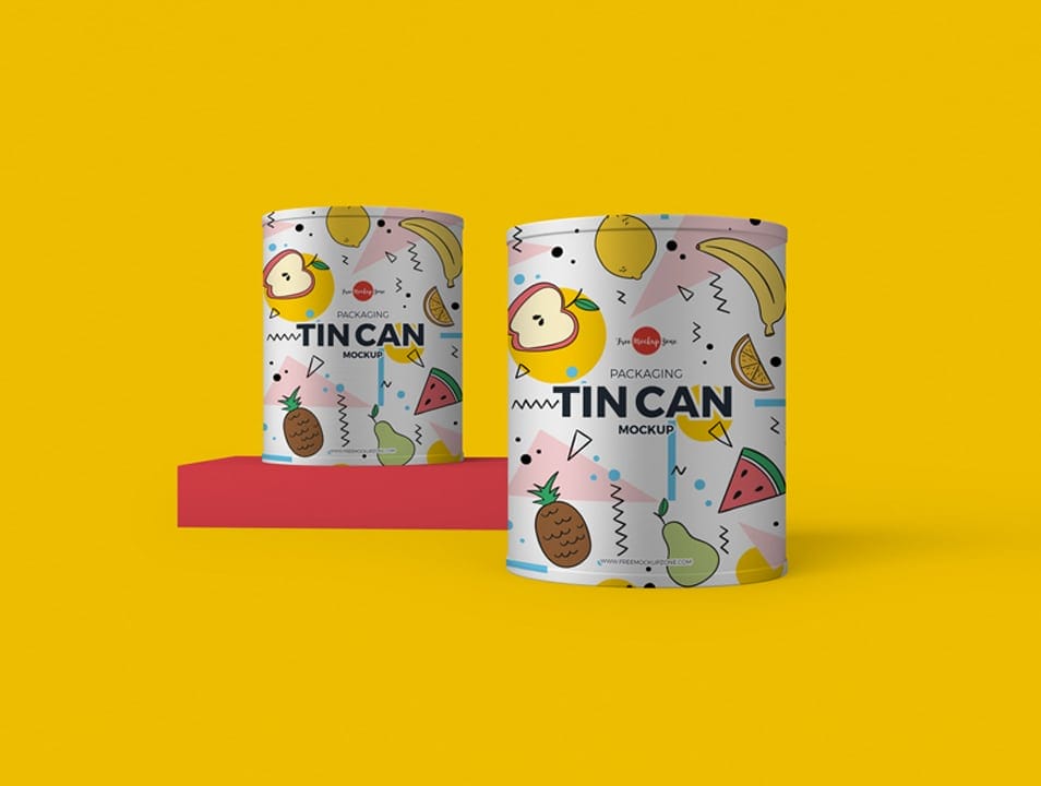 Free PSD Packaging Tin Can Mockup