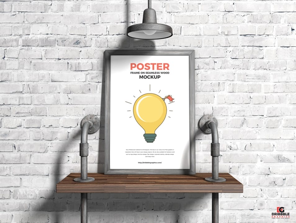 Free Poster Frame on Seamless Wood Mockup