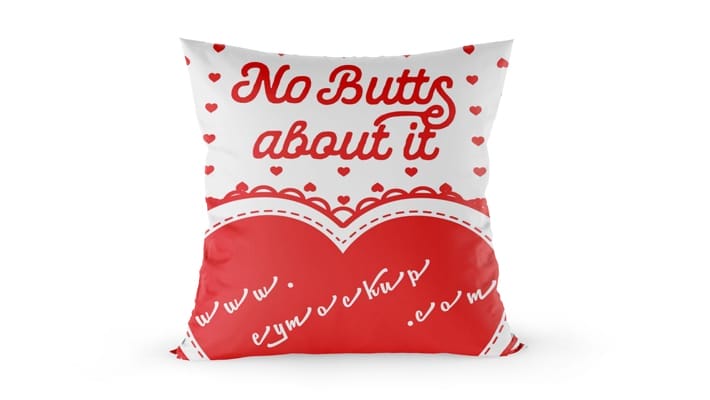 Free Red Love Pillow Cover Design Mockup
