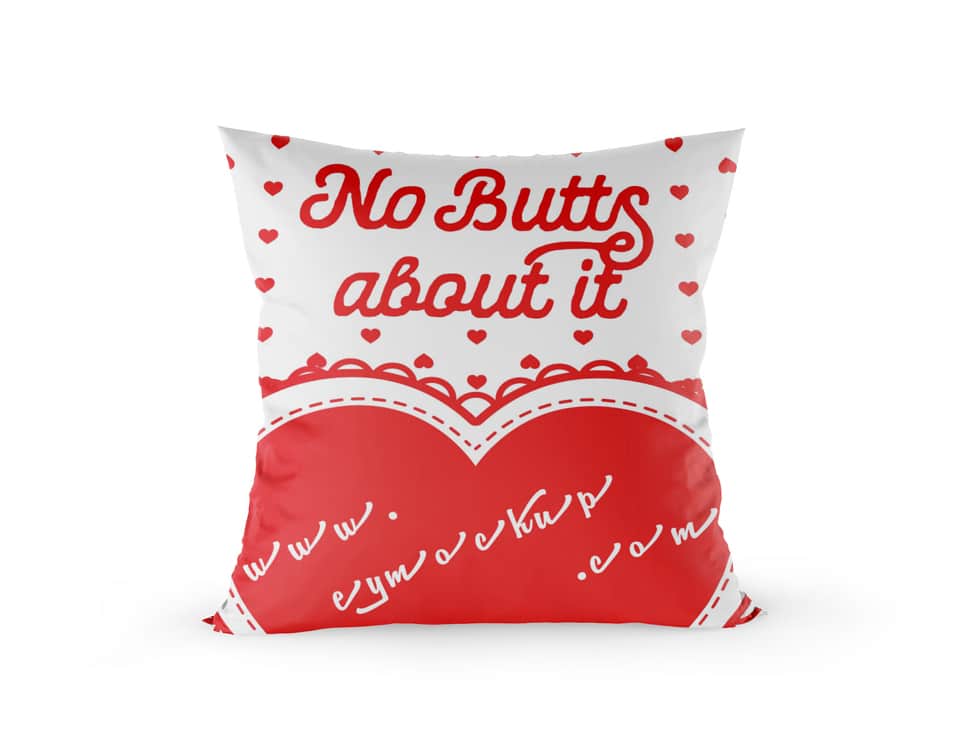 Free Red Love Pillow Cover Design Mockup