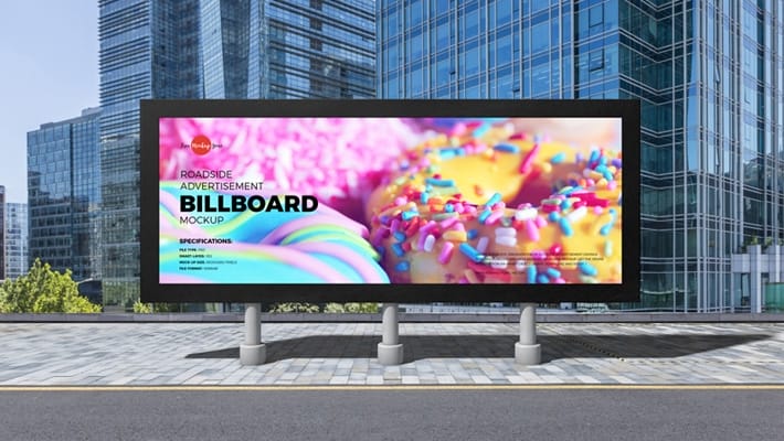 Free Roadside Advertisement Billboard Mockup