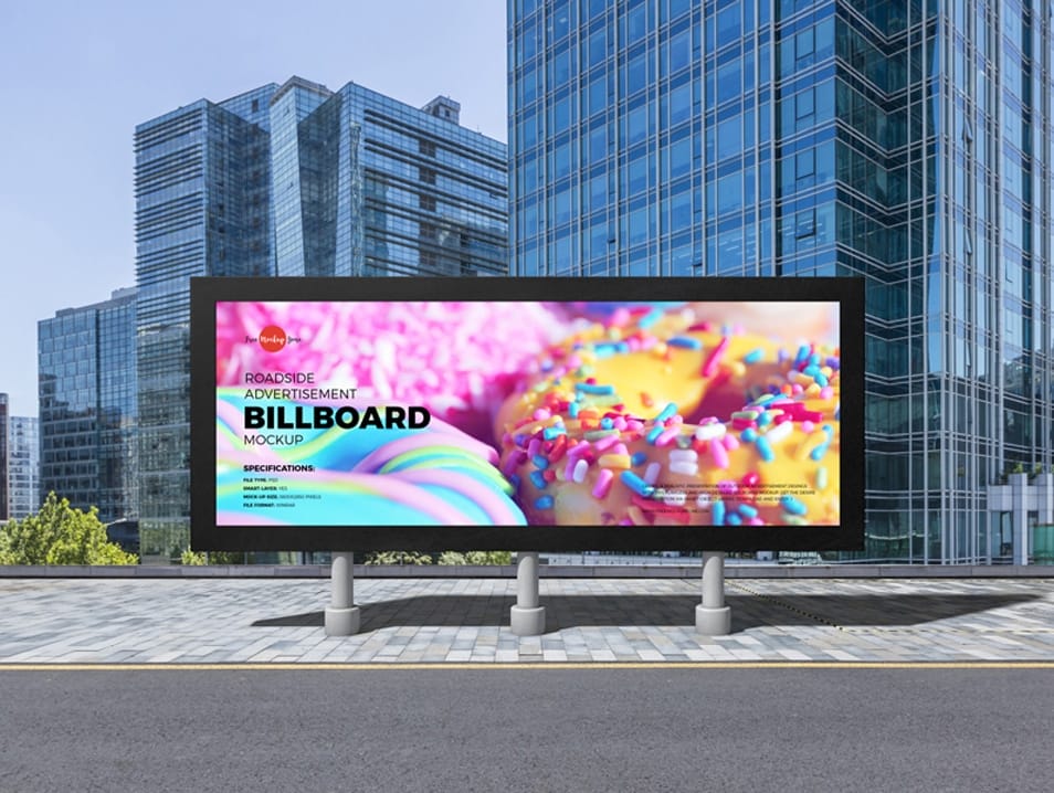 Free Roadside Advertisement Billboard Mockup