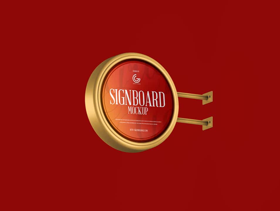 Free Round Metallic Signboard Mockup