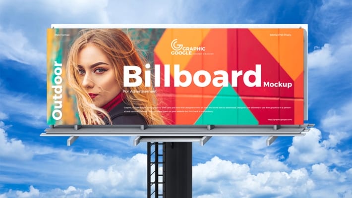Free Sky Outdoor Billboard Mockup