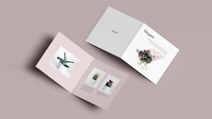 Free Square Bi-Fold Brochure Mockup
