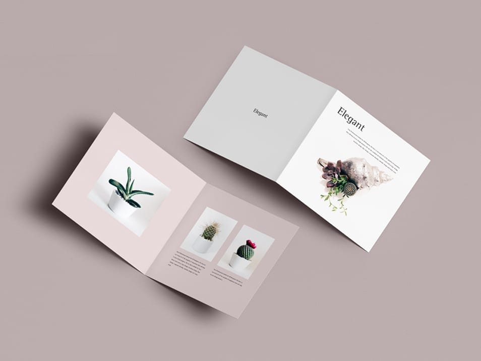 Free Square Bi-Fold Brochure Mockup