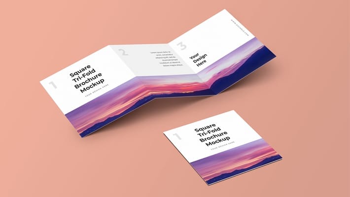 Free Square Trifold Brochure Mockup